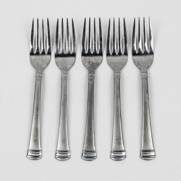 Lot Of 5 International Silver Riverton Frosted (Stainless) Flatware Salad Forks