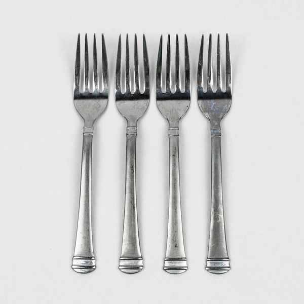 Lot Of 4 International Silver Riverton Frosted (Stainless) Flatware Salad Forks