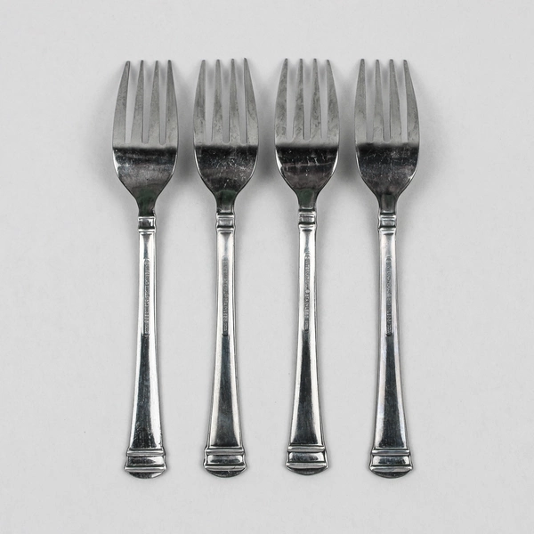 Lot Of 4 International Silver Riverton Frosted (Stainless) Flatware Salad Forks