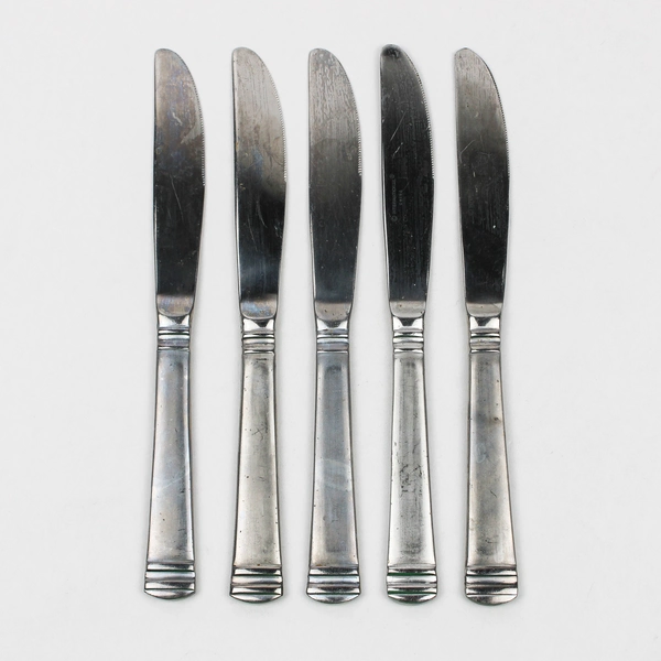 Lot Of 5 International Silver Riverton Frosted (Stainless) Flatware Solid Knifes