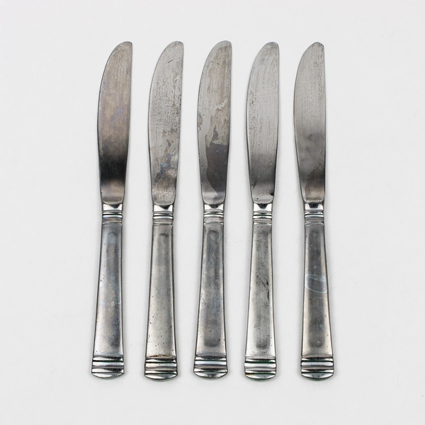 Lot Of 5 International Silver Riverton Frosted (Stainless) Flatware Solid Knifes