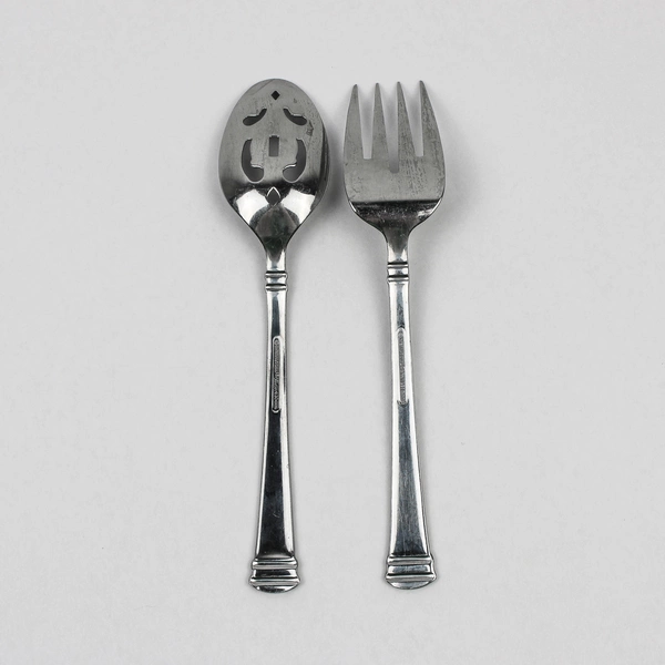 Lot Of 2 International Silver Riverton Frosted Flatware Serving Fork & Spoon