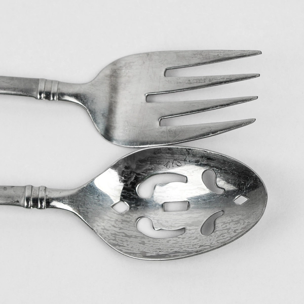 Lot Of 2 International Silver Riverton Frosted Flatware Serving Fork & Spoon