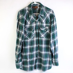 Canyon Guide Green Plaid Cotton Button-Up Shirt Men's XL