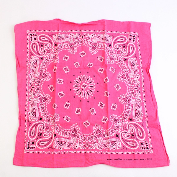 Lot Of 3 Bandana Handkerchief Pink Gray & Yellow Outdoors 21" x 21"