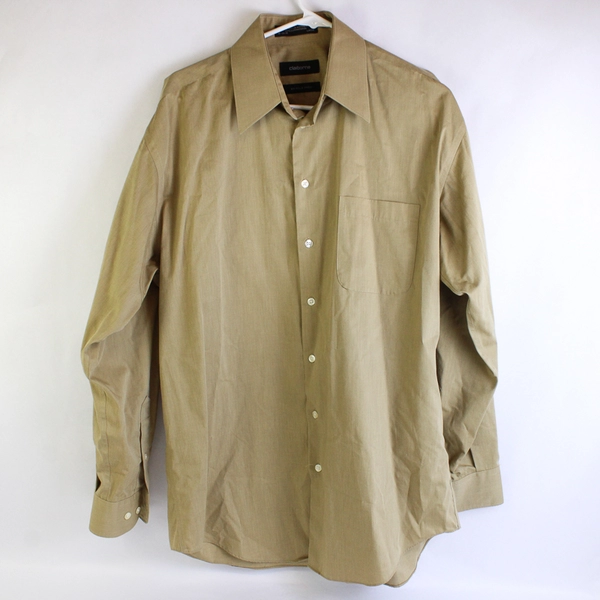 Claiborne Medium Brown Cotton Button-Up Shirt Men's Size Large