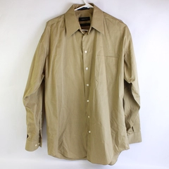Claiborne Medium Brown Cotton Button-Up Shirt Men's Size Large