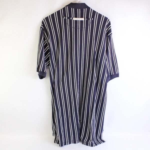 Rough Threads Navy Blue and White Striped Short-Sleeved Shirt Men's Size XL