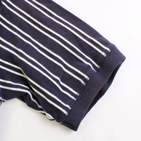 Rough Threads Navy Blue and White Striped Short-Sleeved Shirt Men's Size XL