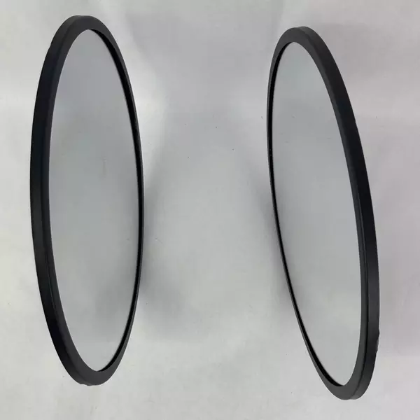Lot of 2 Black Plastic Framed 12 Inch Diameter Wall Mirrors