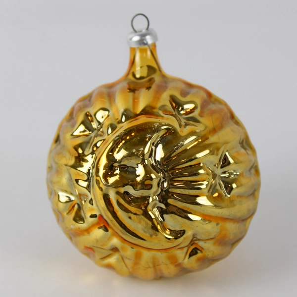 Celestial Sun Moon Ornament Christmas Gold Two Sides Plastic