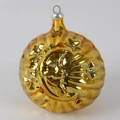 Celestial Sun Moon Ornament Christmas Gold Two Sides Plastic