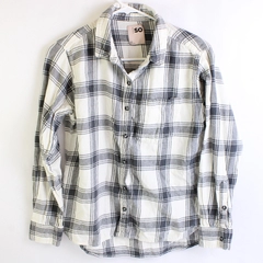 Sonoma Goods For Life Women's Plaid White & Gray Button-Down Shirt Size XS 