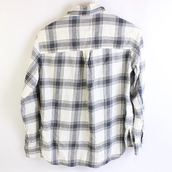 Sonoma Goods For Life Women's Plaid White & Gray Button-Down Shirt Size XS 