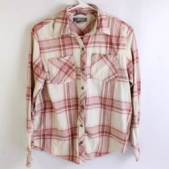 Natural Reflections Women's Plaid Button Down Pink & White Shirt Size S