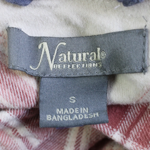 Natural Reflections Women's Plaid Button Down Pink & White Shirt Size S