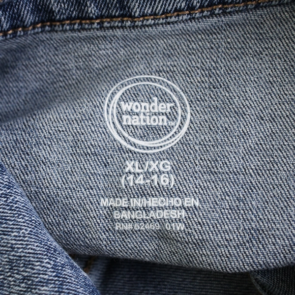 Wonder Nation Girl's Distressed Blue Jean Denim Jacket Size XL (14-16) Youth
