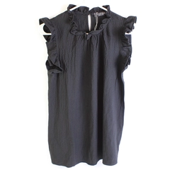 Camisa Women's Black Ruffle Sleeveless Shirt Size S