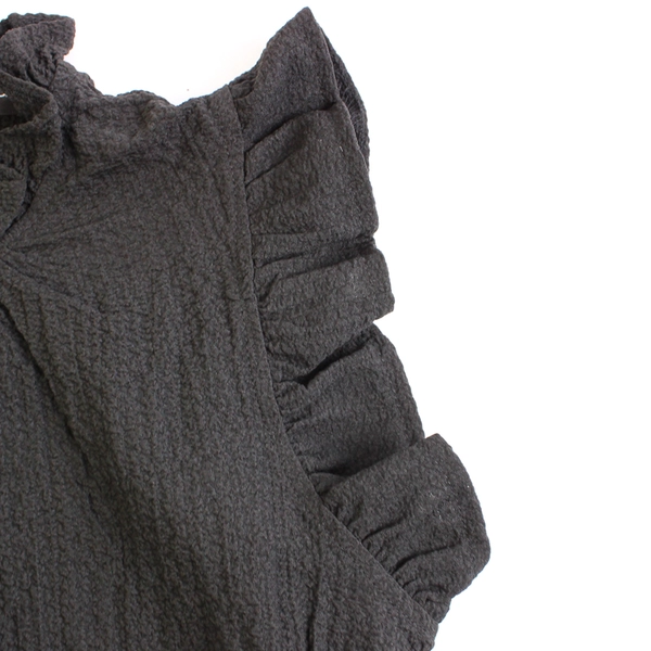 Camisa Women's Black Ruffle Sleeveless Shirt Size S