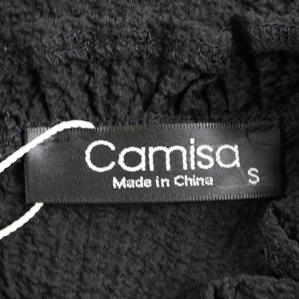 Camisa Women's Black Ruffle Sleeveless Shirt Size S