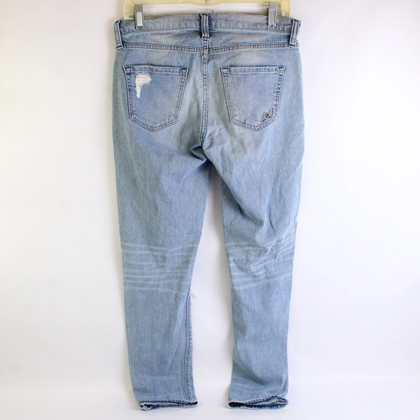 Express Jeans Women's Mid Rise Light Wash Ripped Boyfriend Jeans Size 0