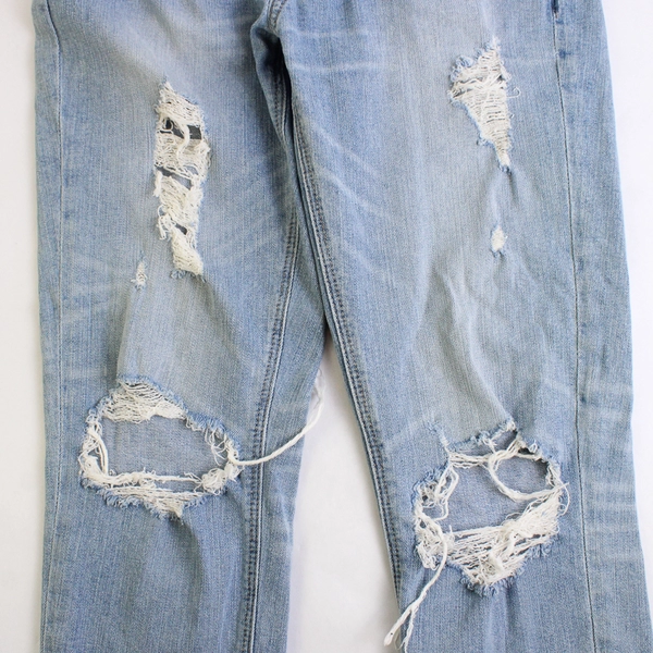 Express Jeans Women's Mid Rise Light Wash Ripped Boyfriend Jeans Size 0