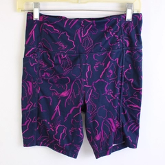 Avia Women's High Rise Stretch Blue & Pink Floral Biker Shorts S 7" Inseam