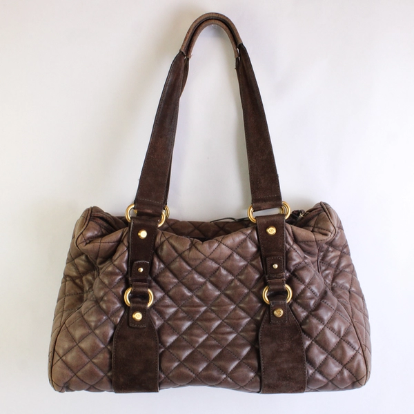 Francesco Biasia Purse Brown Quilted Leather Shoulder Bag Purse