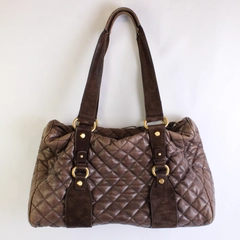Francesco Biasia Purse Brown Quilted Leather Shoulder Bag Purse