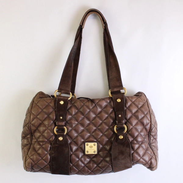 Francesco Biasia Purse Brown Quilted Leather Shoulder Bag Purse