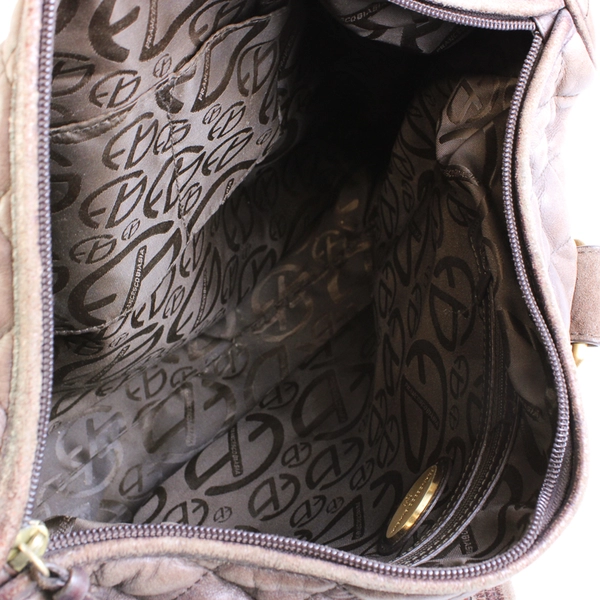 Francesco Biasia Purse Brown Quilted Leather Shoulder Bag Purse