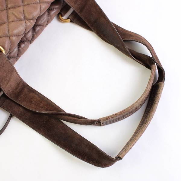 Francesco Biasia Purse Brown Quilted Leather Shoulder Bag Purse