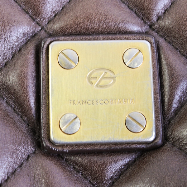 Francesco Biasia Purse Brown Quilted Leather Shoulder Bag Purse