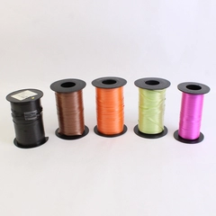 Lot of 5 Partially Used Rolls Curling Ribbon Black Brown Orange Yellow Pink