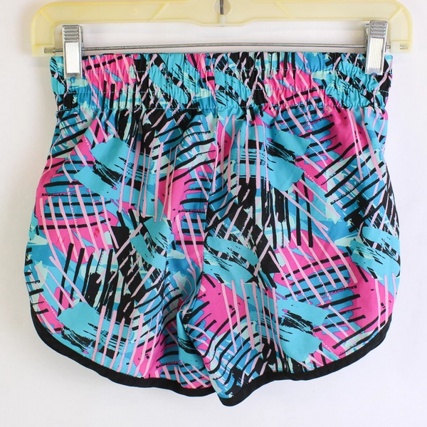 Athletic Works Blue & Pink Lined Athletic Running Shorts Girl's Size L (10-12)