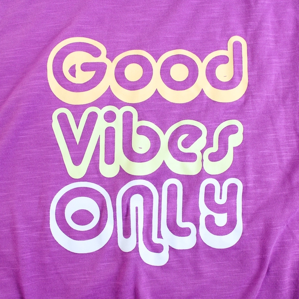 Sendara Sleeveless Graphic Tank Top Good Vibes Only Purple Women's Size M