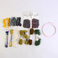 Small Lot of Yarn and Embroidery Thread Plus 5" Embroidery Hoop
