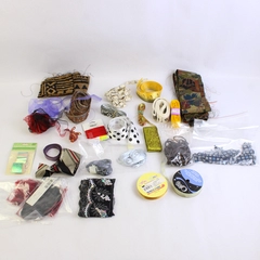 Mixed Lot of Ribbon Scrap Fabric Sequins and Other Craft Embellishments