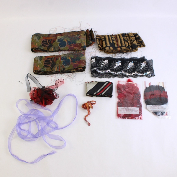 Mixed Lot of Ribbon Scrap Fabric Sequins and Other Craft Embellishments