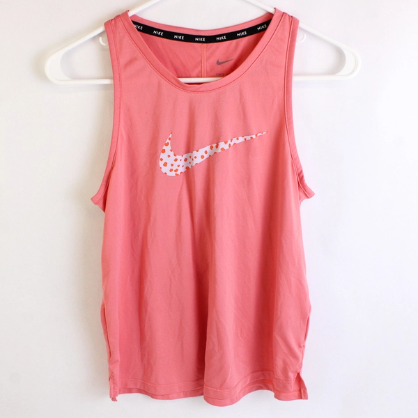 Nike Pro Girl's Coral Racer Back Tank Top Polka-Dot Swoosh Size XL Dri-Fit