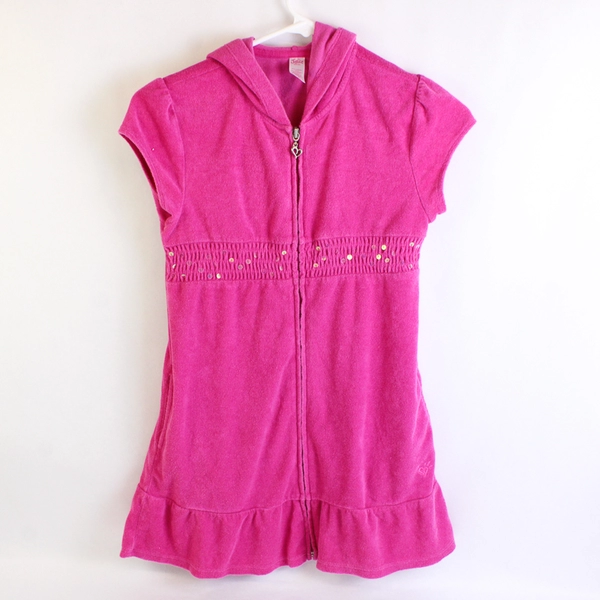 Justice Girl's French Terry Hoodie Short Sleeve Zip Up Size 12 With Sequins