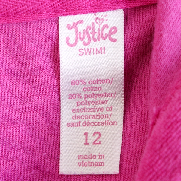 Justice Girl's French Terry Hoodie Short Sleeve Zip Up Size 12 With Sequins