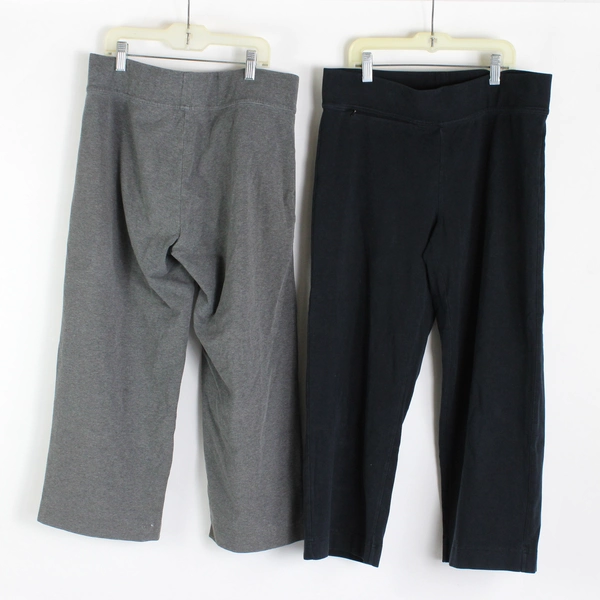 Lot of 2 Lands' End Women's Sweat Pants Black & Gray Elastic Waist Loose Fit S