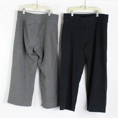 Lot of 2 Lands' End Women's Sweat Pants Black & Gray Elastic Waist Loose Fit S