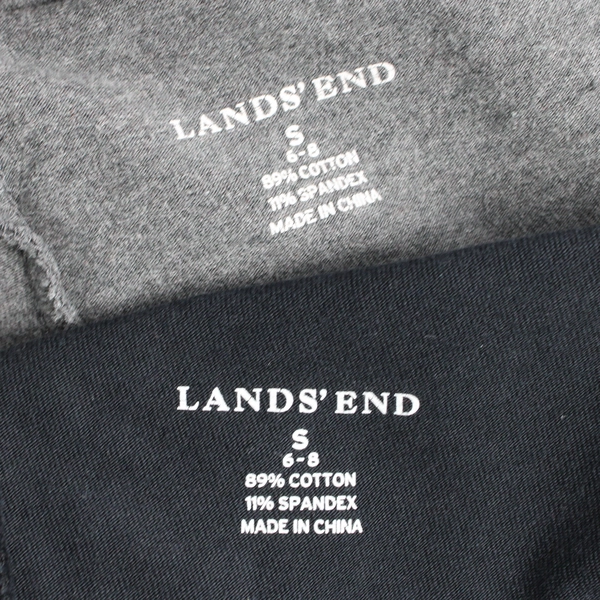 Lot of 2 Lands' End Women's Sweat Pants Black & Gray Elastic Waist Loose Fit S