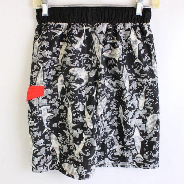 Adidas Boy's Drawstring Board Shorts Swim Trunks Cargo Pocket Shark Print M