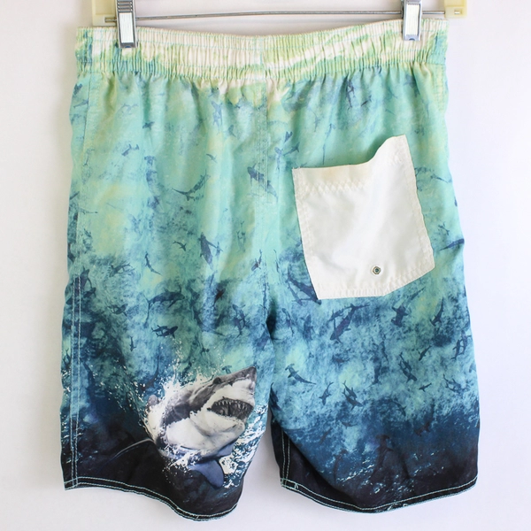 Old Navy Boy's Drawstring Blue & White Shark Swim Trunks Size XL (14-16)