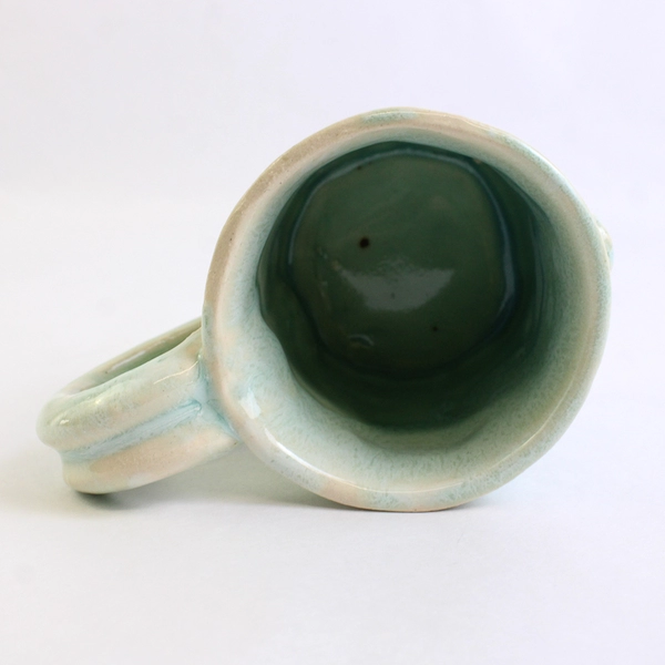 RM Marked Porcelain Pottery Coffee Mug Nautical Rope Design Sea Blue