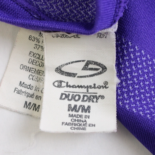 Champion Duo Dry Women's Size M Long Sleeve Shirt Purple Crew Neck Striped