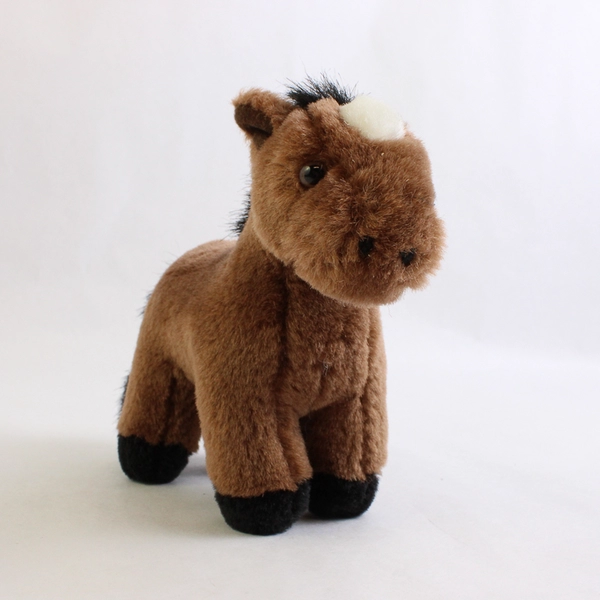 Aurora Brown & White Standing Horse Pony Plush Toy with Sound 5" Tall